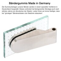 Glastürbeschlag-Set Studio mit Magnetfallentechnik "D3" WC (Stickhebel) Edelstahl matt inkl. Bänder Studiobandpaar (waagerechte Bänderbohrung)|Orlando|V2A Edelstahl matt gebürstet|mit Schauscheibe