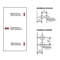 Glastürbeschlag-Set Studio mit Magnetfallentechnik "D3" WC (Stickhebel) Edelstahl matt inkl. Bänder Studiobandpaar (waagerechte Bänderbohrung)|Orlando|V2A Edelstahl matt gebürstet|mit Schauscheibe