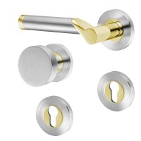 Hochwertige Bicolor Schraubrosettengarnitur Lightning WE mit Flachknauf (DIN Links)