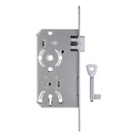 Einsteckschloss Klasse 1  für Zimmertüren BB (Buntbart) Dornmaß 55 mm Stulp 20 mm, silber, Flüsterfalle Links