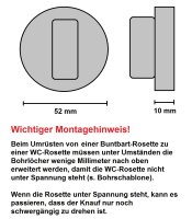 Einsteckschloss Klasse 1  für Zimmertüren WC/Bad inkl. WC-Rosette Dornmaß 55 mm Stulp 20 mm, silber, Flüsterfalle Links|mit Schauscheibe