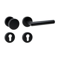 Hochwertige Edelstahl Rosettengarnitur New Orleans Schwarz matt BB (Buntbart)