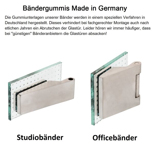 Produktbild von Glastürbeschlag "Q" WC PZ Edelstahl Bänder Glastürschloss Glastürbeschläge Bad 2tlg. Bänder