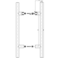 Stossgriffpaar 500/300 mm f&uuml;r Glas- und Holzt&uuml;ren Edelstahl matt