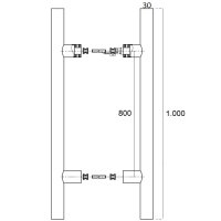 Stossgriffpaar 1.000/800 mm für Glas- und Holztüren Edelstahl matt