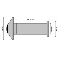 T&uuml;rspion mit Sichtschutz | Echtglaslinse | 14 mm Bohrloch | Weitwinkel 200&deg; | Farbe: Edelstahl satiniert