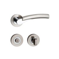 Hochwertige Bicolor Rosettengarnitur mit metallischer Unterkonstruktion und Schraubrosetten Ace WC / Bad