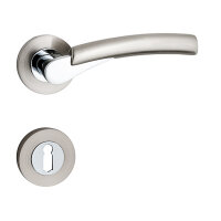 Hochwertige Bicolor Rosettengarnitur mit metallischer Unterkonstruktion und Schraubrosetten Ace WC / Bad