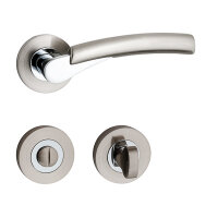 Hochwertige Bicolor Rosettengarnitur mit metallischer Unterkonstruktion und Schraubrosetten Ace WC / Bad
