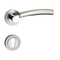 Hochwertige Bicolor Rosettengarnitur mit metallischer Unterkonstruktion und Schraubrosetten Ace WC / Bad