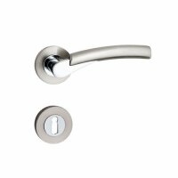 Hochwertige Bicolor Rosettengarnitur mit metallischer Unterkonstruktion und Schraubrosetten Ace WC / Bad