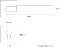 Hochwertige eckige Edelstahl Rosettengarnitur Bauhaus Q PZ (Profilzylinder)