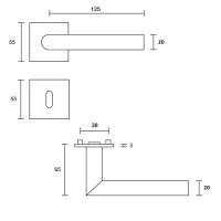 Dr&uuml;ckergarnitur New Orleans Q | 3 mm Magnet-Flachrosette | festdrehbare Lagerung | V2A Edelstahl matt