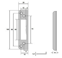 Schließblech für Glastürschlösser | V2A Edelstahl matt