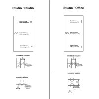 Glastürbeschlag-Set Studio "D3" UV (unverschließbar) Edelstahl matt inkl. Bänder Studiobohrung Core Edelstahl matt gebürstet (V2a Vollstahlbänder)