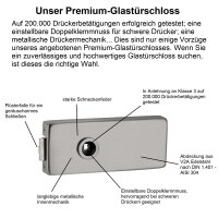 Glastürbeschlag-Set Studio "Q3" UV (unverschließbar) Edelstahl matt inkl. Bänder Studiobohrung Shine Edelstahl matt gebürstet (V2a Vollstahlbänder)