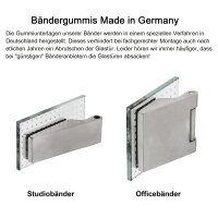 Glastürbeschlag-Set Studio "Q3" UV (unverschließbar) Edelstahl matt inkl. Bänder Officebohrung New Orleans Edelstahl matt gebürstet (V2a Vollstahlbänder)