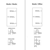 Glastürbeschlag-Set Studio "Q3" UV (unverschließbar) Edelstahl matt inkl. Bänder Officebohrung New Orleans Edelstahl matt gebürstet (V2a Vollstahlbänder)
