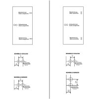 Glastürschloss Studio "Q" WC/Bad inkl. Bänder Edelstahl matt 3-tlg. Bänder - senkrechte Officebohrung Square Min Edelstahloptik einwärts öffnend