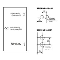 Glastürschloss Studio "Q" BB (Buntbart) inkl. Bänder Edelstahl matt 3-tlg. Bänder - senkrechte Officebohrung New Orleans Edelstahloptik