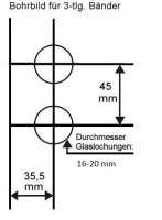 Glastürschloss Studio "Q" BB (Buntbart) inkl. Bänder Edelstahl matt 3-tlg. Bänder - senkrechte Officebohrung New Orleans Edelstahloptik