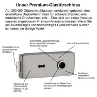 Glastürbeschlag-Set Studio "Q3" BB (Buntbart) Edelstahl matt inkl. Bänder Officebohrung Ohne Edelstahl matt gebürstet (V2a Vollstahlbänder)