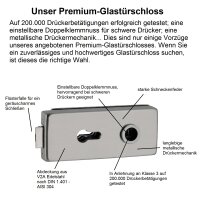 Glastürbeschlag-Set Studio "Q3" PZ (Profilzylinder) Edelstahl matt inkl. Bänder Officebohrung Square Min Edelstahl matt gebürstet (V2a Vollstahlbänder)
