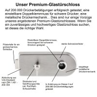 Glastürbeschlag-Set Studio "D3" WC (Stickhebel) Edelstahl matt inkl. Bänder Studiobohrung Orlando Edelstahl matt gebürstet (V2a Vollstahlbänder)