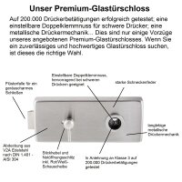Glastürbeschlag-Set Studio "Q3" WC (Stickhebel) Edelstahl matt inkl. Bänder Studiobohrung Shine Edelstahl matt gebürstet (V2a Vollstahlbänder)
