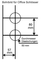 Glastürbeschlag Office E Vers. 1 Edelstahl matt 3-tlg.  - aus massiven V2A Edelstahl matt geb. DIN 1.4301-AISI 304 Links Hope
