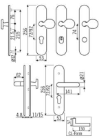 Goli K Langschildgarnitur 72mm für Wohneingangstüren ohne Zylinderabdeckung New Orleans ES1     /