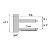 1 Rahmenteil für Holzzarge CF V4400WF für 3-tlg. Bänder/49 mm für Glastüren