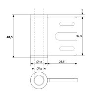 1 Rahmenteil für Stahlzarge CF V8000WF für 3-tlg. Bänder/49 mm für Glastüren