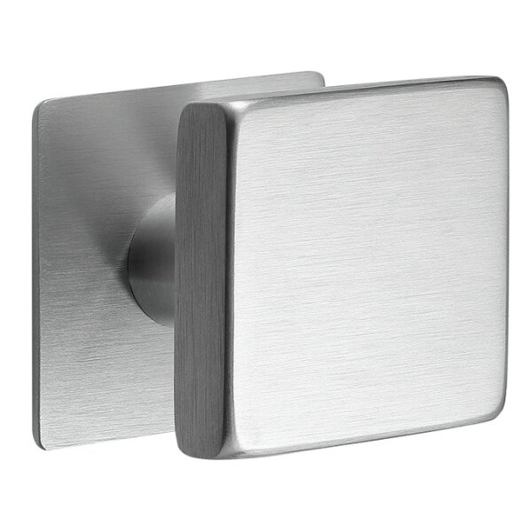 Drückergarnitur Square Min Q | 3 mm Magnet-Flachrosette | festdrehbare Lagerung | V2A Edelstahl matt WE mit Flachknauf (DIN Links)