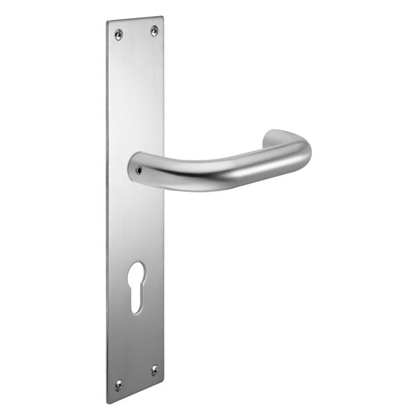 Renovierungsgarnitur Langschild Q | 2 mm Schildstärke | V2A Edelstahl matt geb. | 250x55x2 mm | Orlando Profilzylinder (PZ)