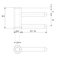 1 Rahmenteil für Holzzarge CF V4400 GL für 3-tlg. Bänder/38,5 mm für Glastüren