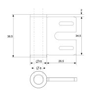 1 Rahmenteil für Stahlzarge CF V8000S GL für 3-tlg. Bänder/38,5 mm für Glastüren